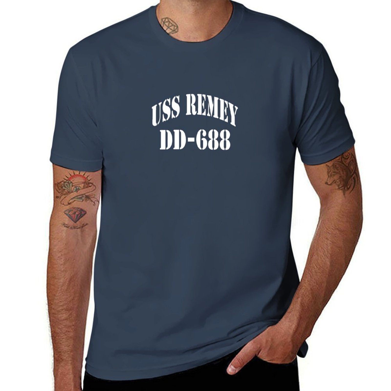 Outdoor Sports Store - STORE USS (DD-688) SHIP'S REMEY เสื้อยืดกีฬากลางแจ้งแขนสั้น