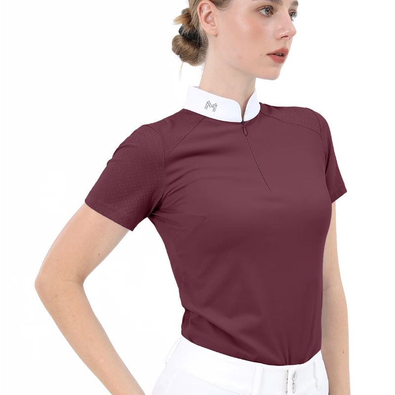 Polo Shirt Equestrian - เสื้อโปโลแขนสั้นสำหรับนักขี่ม้าหญิง เสื้อผ้าสำหรับการแข่งขันขี่ม้า