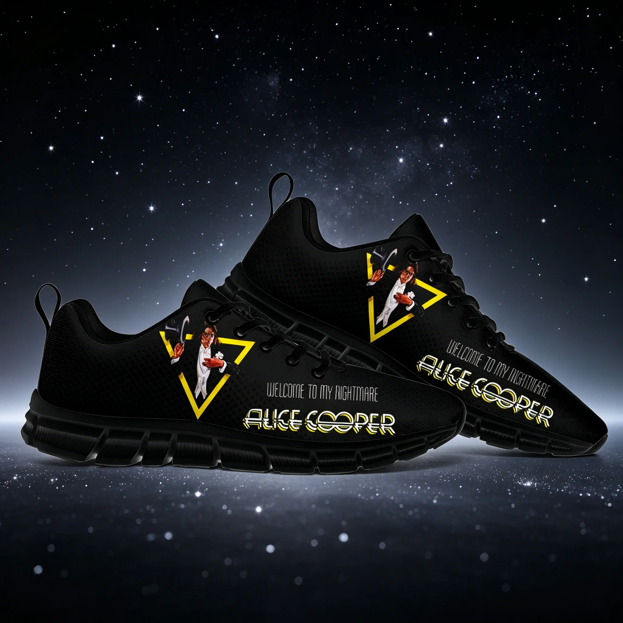 Outdoor Sport Gym - รองเท้าวิ่งสำหรับนักกีฬาแบบยูนิเซ็กซ์ Alice Cooper - รองเท้าผ้าใบกีฬาแบบกันลื่นพร้อมดีไซน์หน้าตัวอักษรที่โดดเด่น ระบายอากาศได้ดี