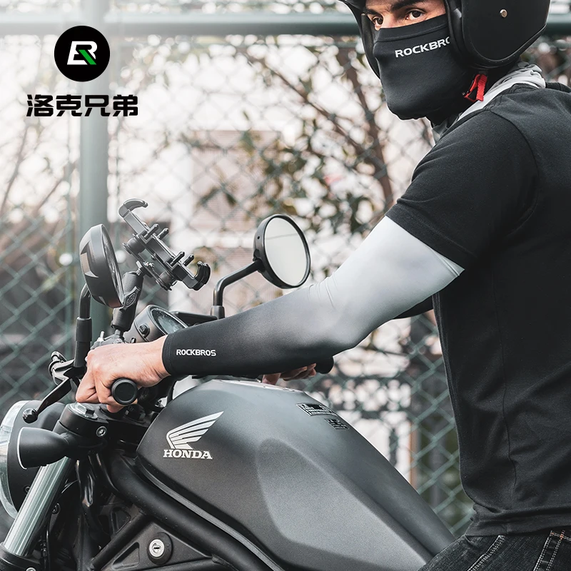 Outdoor Sport Field - ROCKBROS ปลอกแขนผ้าไหมน้ําแข็งกีฬาขี่จักรยานปลอกแขนปกปิดดวงอาทิตย์ป้องกันรังสียูวีระบายอากาศกลางแจ้งวิ่งอุปกรณ์ออกกําลังกาย
