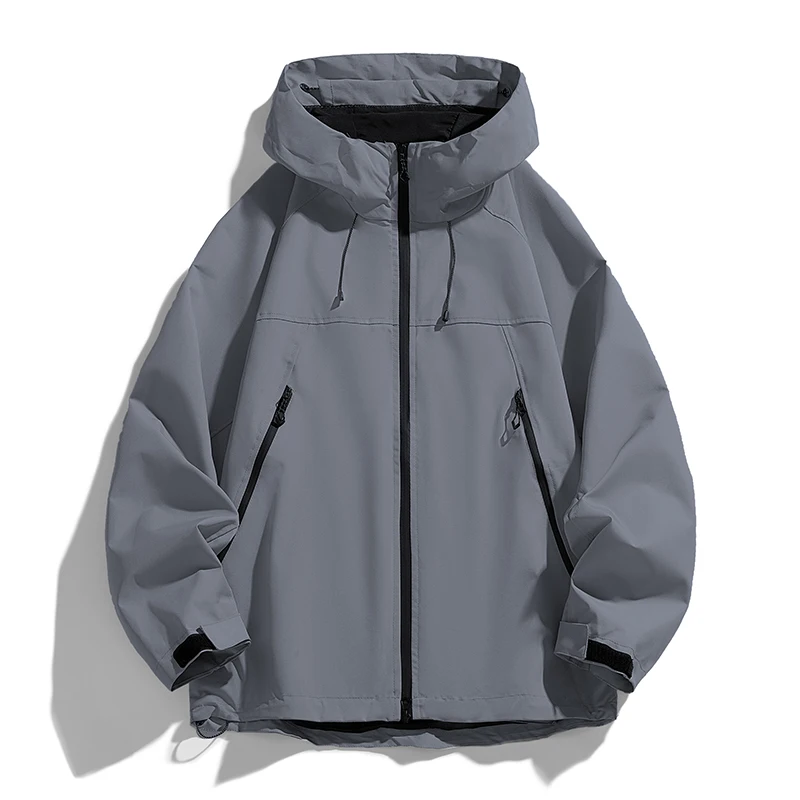 Outdoor Sport Brand Jacket - เสื้อแจ็คเก็ตกันลมลำลองสำหรับผู้ชายแบบใหม่ เสื้อแจ็คเก็ตกันน้ำสำหรับเล่นกีฬากลางแจ้ง สีพื้นสำหรับผู้ชาย เสื้อแจ็คเก็ตสำหรับเดินป่าและตั้งแคมป์ เสื้อคลุมสำหรับฤดูใบไม้ร่วง