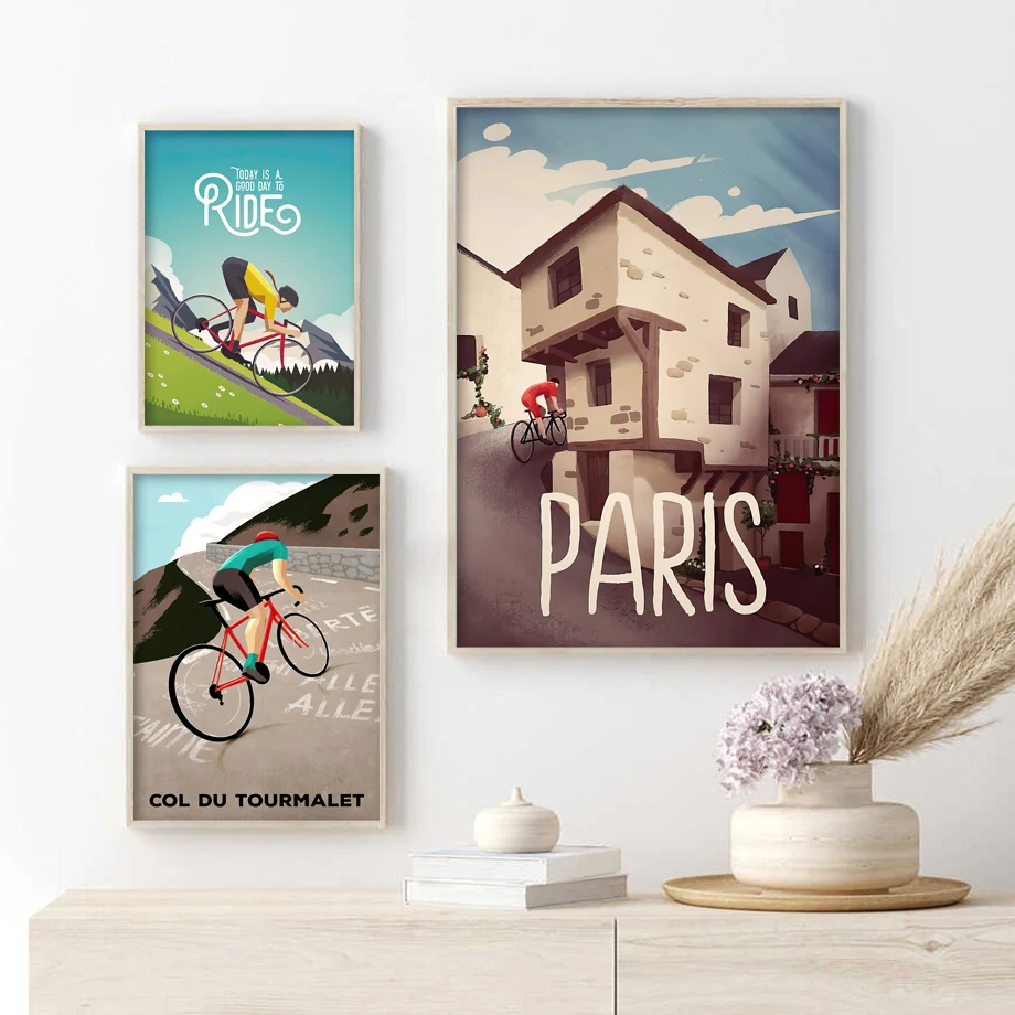 Outdoor Sport Live - Wall Art ภาพวาดผ้าใบ Nordic กีฬากลางแจ้งขี่จักรยานแข่งจักรยานบทคัดย่อโปสเตอร์และพิมพ์ภาพผนังสําหรับตกแต่งห้องนั่งเล่น