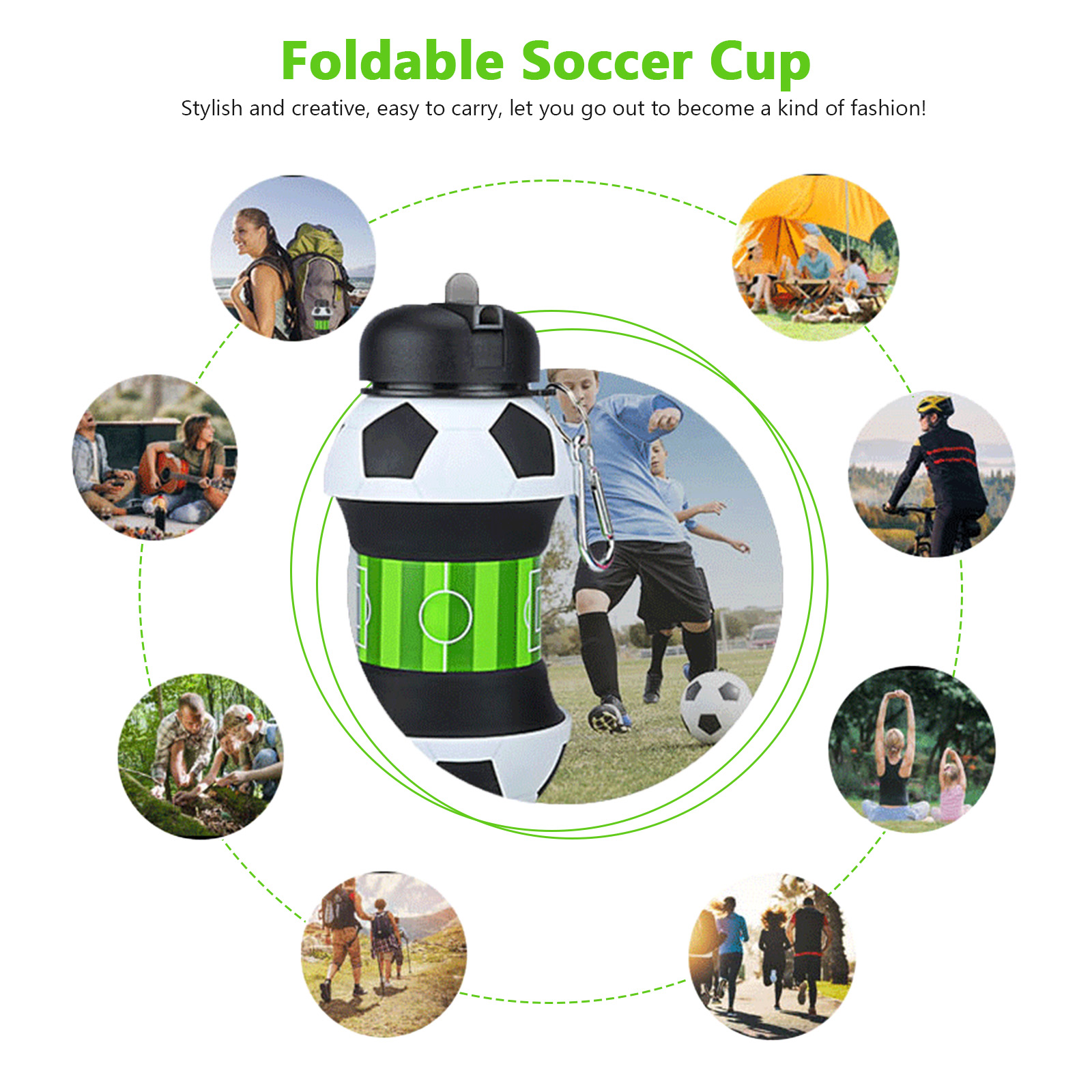 ขวดน้ำฟุตบอลแบบพับได้ขนาด 550  - Outdoor Sport Field บทวิจารณ์และราคา